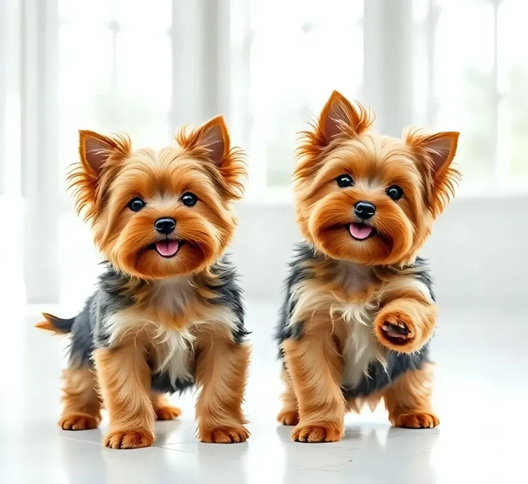 Two Yorkie Pups Playing 1