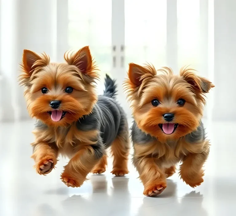 Two Yorkie Pups Playing 3